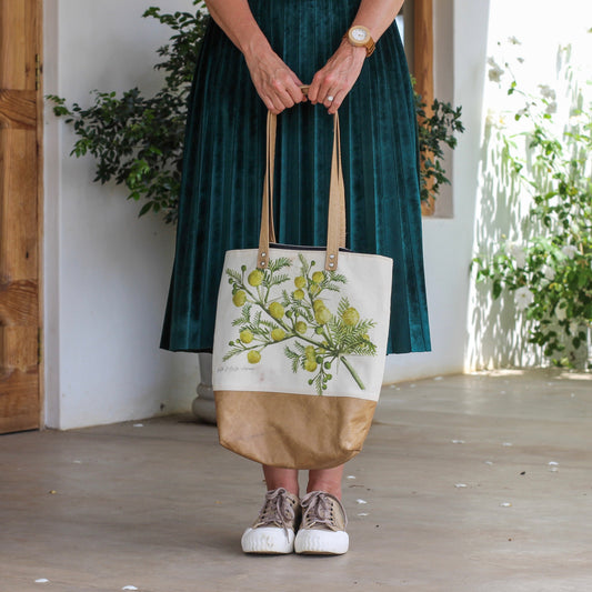 canvas and leather tote bag